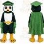 Black Penguin Mascot Costume with Custom Logo