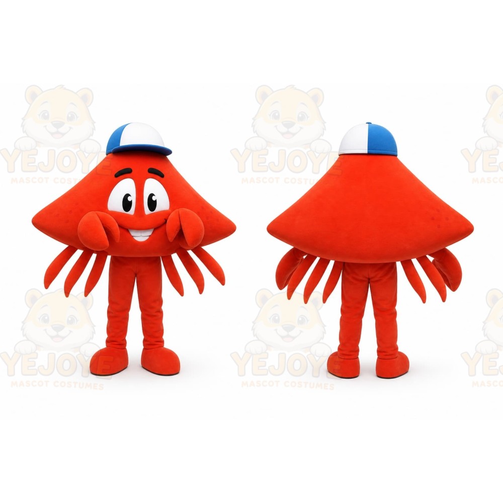 Red Crab Mascot Costume with Custom Logo