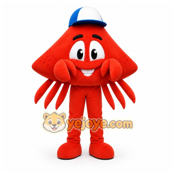 Red Crab Mascot Costume with Custom Logo