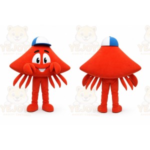 Red Crab Mascot Costume with Custom Logo