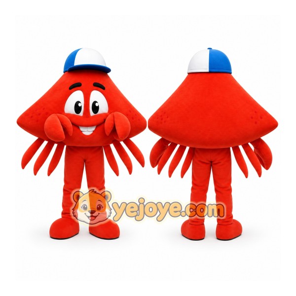Red Crab Mascot Costume with Custom Logo