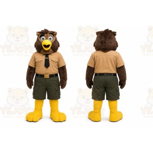 Brown Owl Mascot Costume with Custom Logo