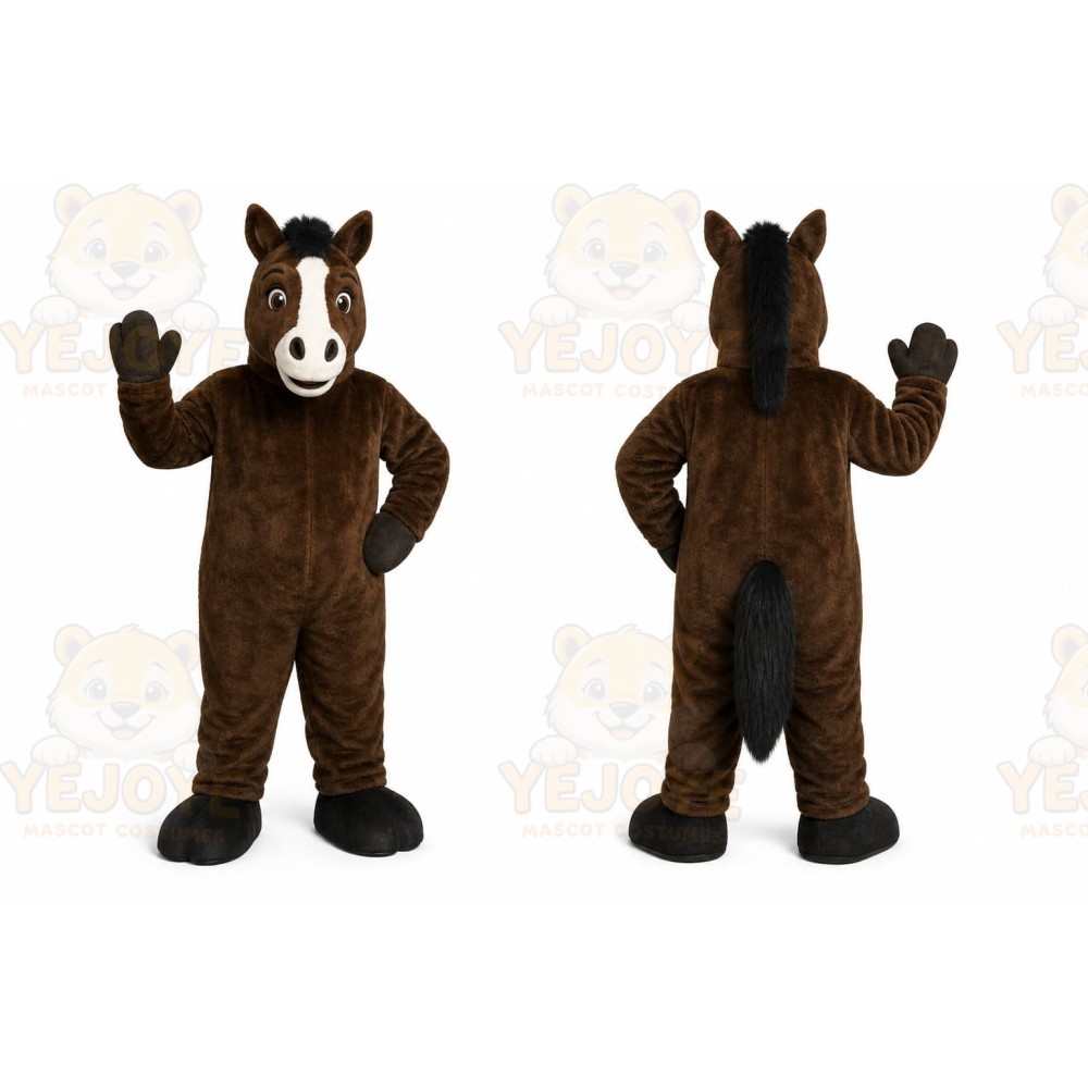 Brown Horse Mascot Costume with Custom Logo