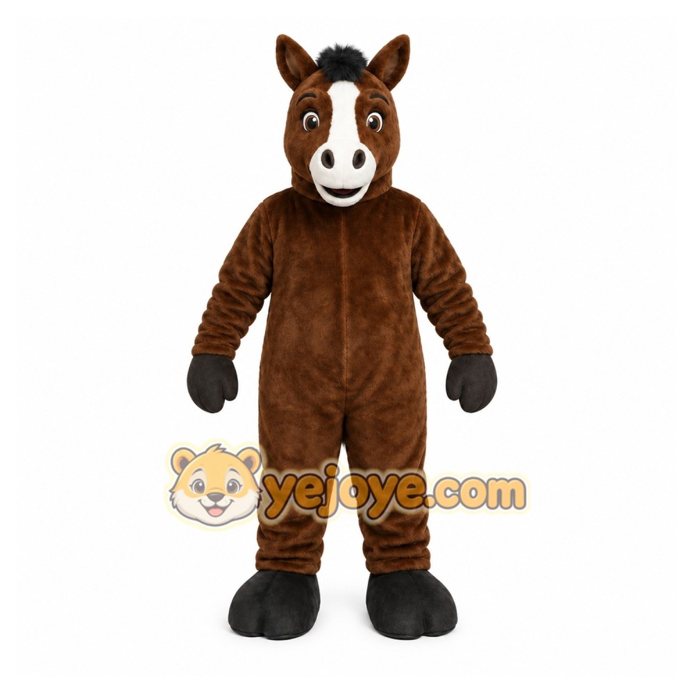 Brown Horse Mascot Costume with Custom Logo Brown Horse Mascot Costume with Custom Logo