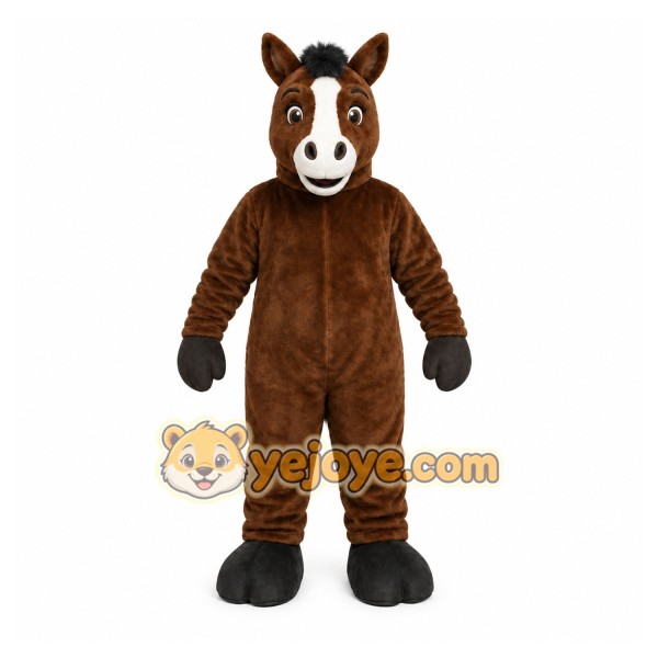 Brown Horse Mascot Costume with Custom Logo