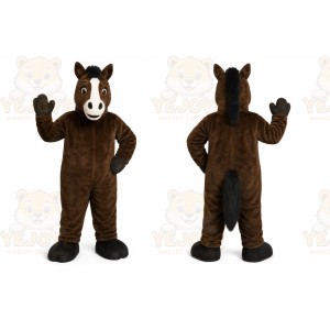 Brown Horse Mascot Costume with Custom Logo