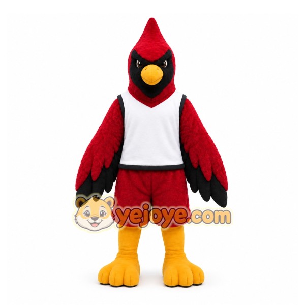 Red Bird Mascot Costume with Custom Logo