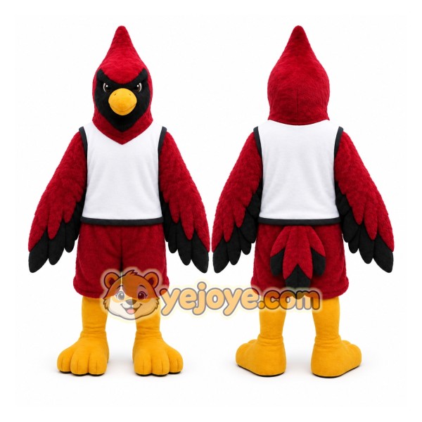 Red Bird Mascot Costume with Custom Logo