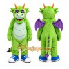 Green Dragon Mascot Costume with Custom Logo