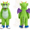Green Dragon Mascot Costume with Custom Logo