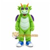 Green Dragon Mascot Costume with Custom Logo