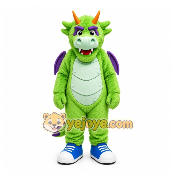 Green Dragon Mascot Costume with Custom Logo Green Dragon Mascot Costume with Custom Logo
