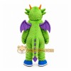 Green Dragon Mascot Costume with Custom Logo