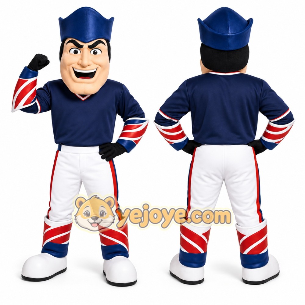 Blue Superhero Mascot Costume with Custom Logo