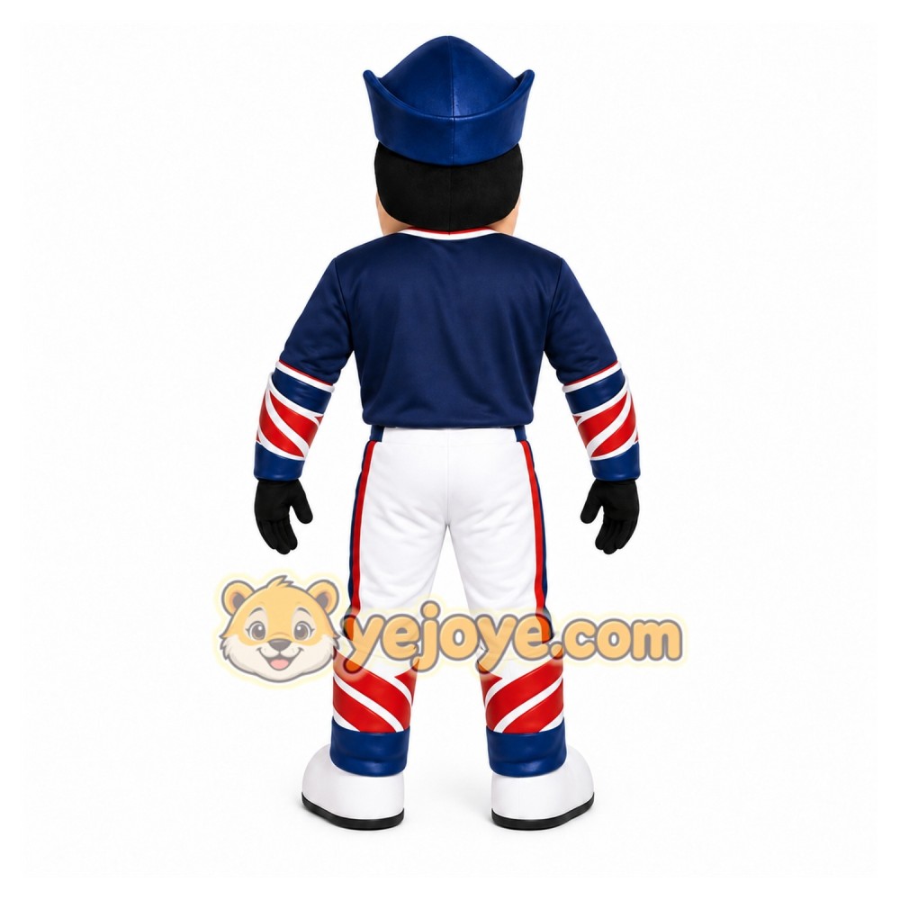 Blue Superhero Mascot Costume with Custom Logo