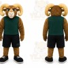 Brown Sheep Mascot Costume with Custom Logo