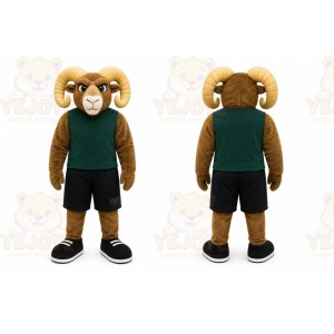Brown Sheep Mascot Costume with Custom Logo