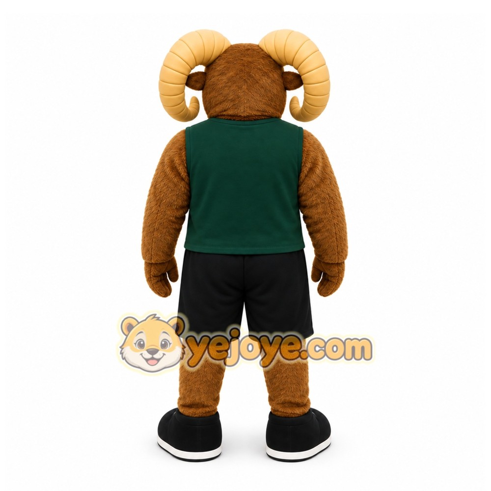 Brown Sheep Mascot Costume with Custom Logo Brown Sheep Mascot Costume with Custom Logo