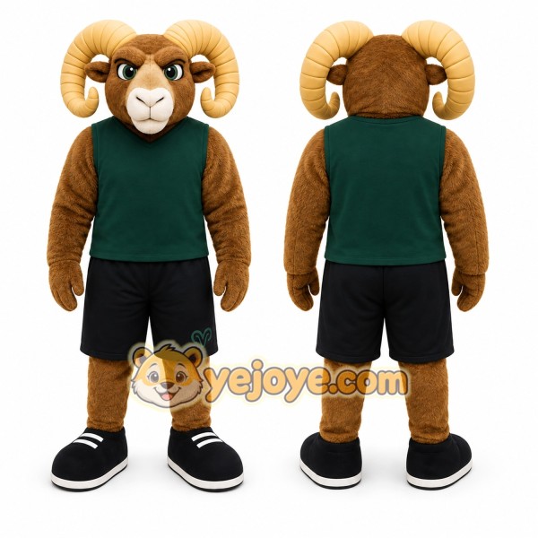 Brown Sheep Mascot Costume with Custom Logo