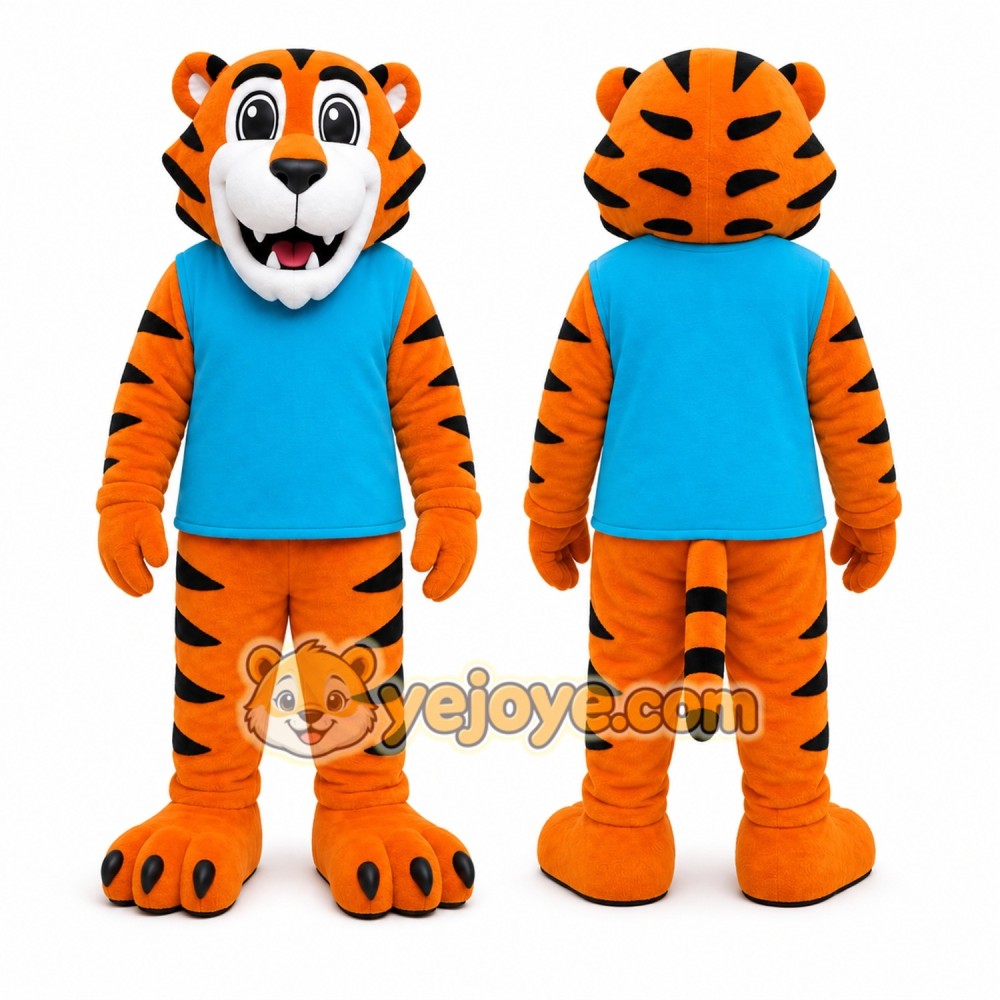 Orange Tiger Mascot Costume with Custom Logo Orange Tiger Mascot Costume with Custom Logo