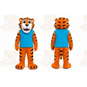 Orange Tiger Mascot Costume with Custom Logo