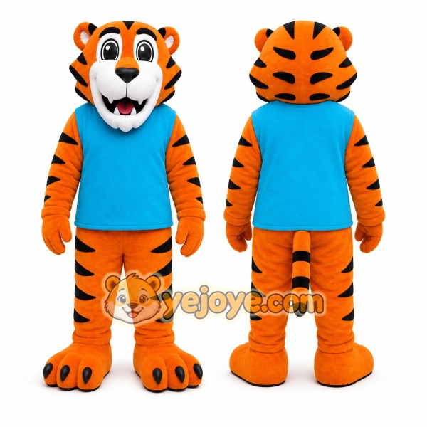 Orange Tiger Mascot Costume with Custom Logo