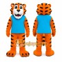 Orange Tiger Mascot Costume with Custom Logo