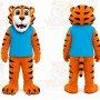 Orange Tiger Mascot Costume with Custom Logo