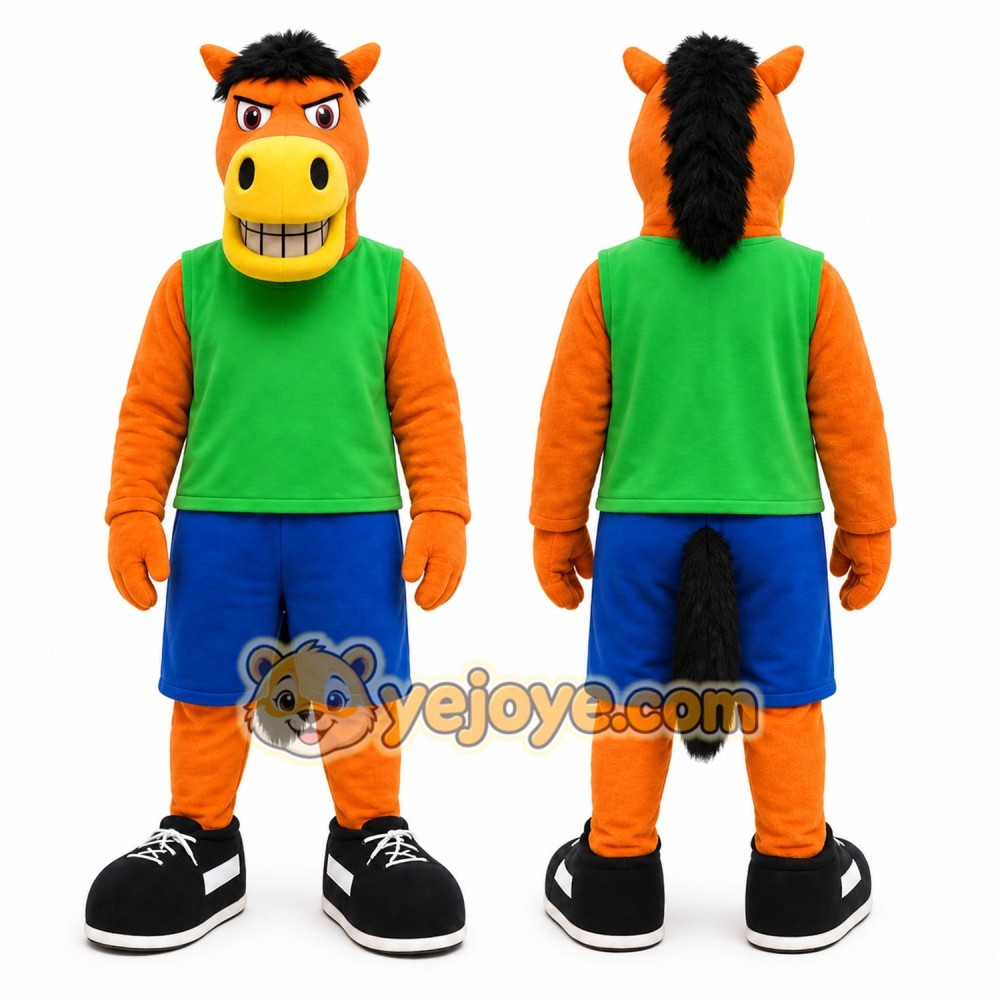 Orange Horse Mascot Costume with Custom Logo Orange Horse Mascot Costume with Custom Logo