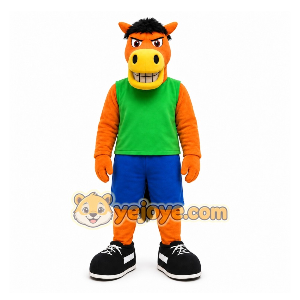 Orange Horse Mascot Costume with Custom Logo Orange Horse Mascot Costume with Custom Logo