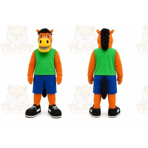 Orange Horse Mascot Costume with Custom Logo