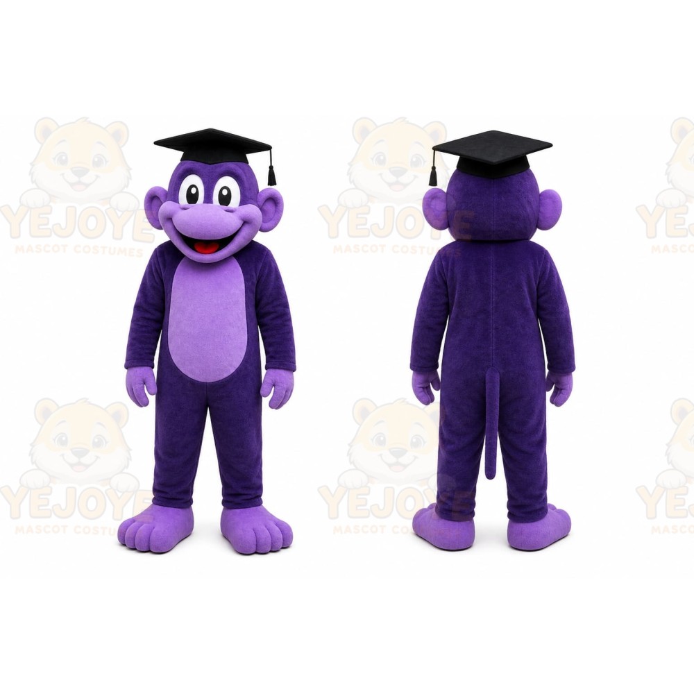 Purple Monkey Mascot Costume with Custom Logo