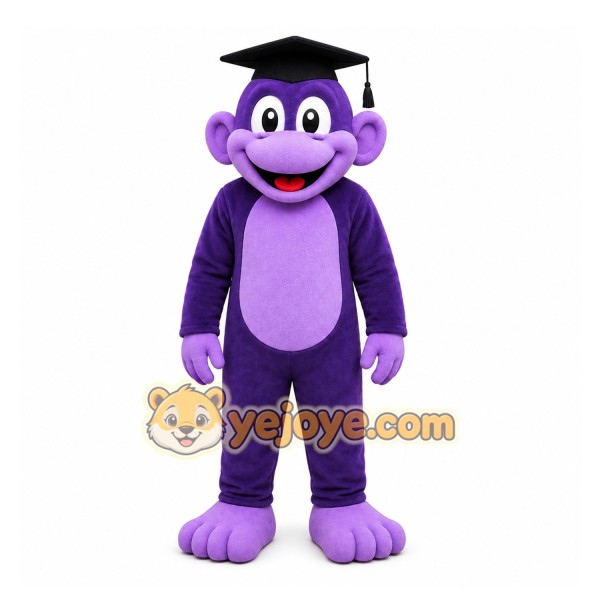 Purple Monkey Mascot Costume with Custom Logo Purple Monkey Mascot Costume with Custom Logo