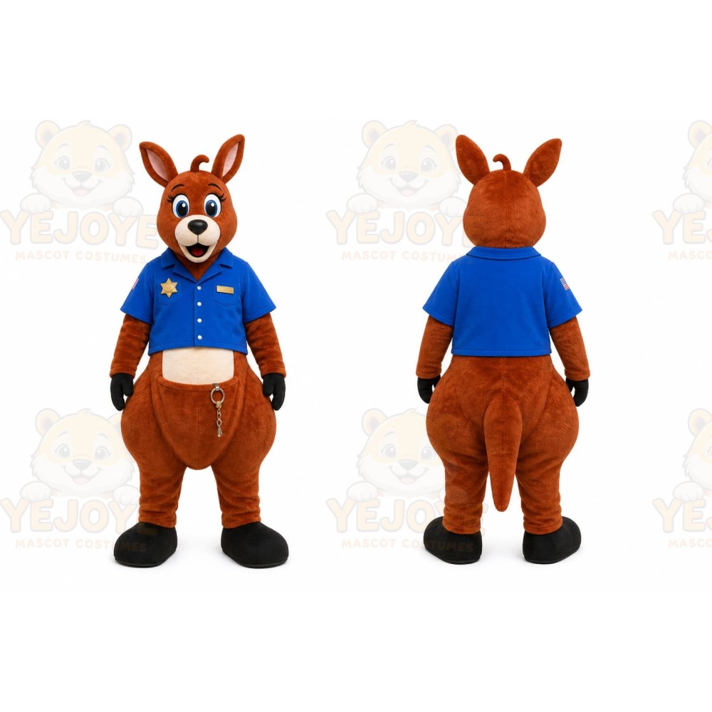 Brown Kangaroo Mascot Costume with Custom Logo