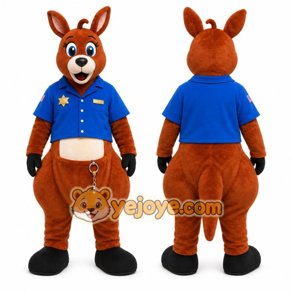Brown Kangaroo Mascot Costume with Custom Logo