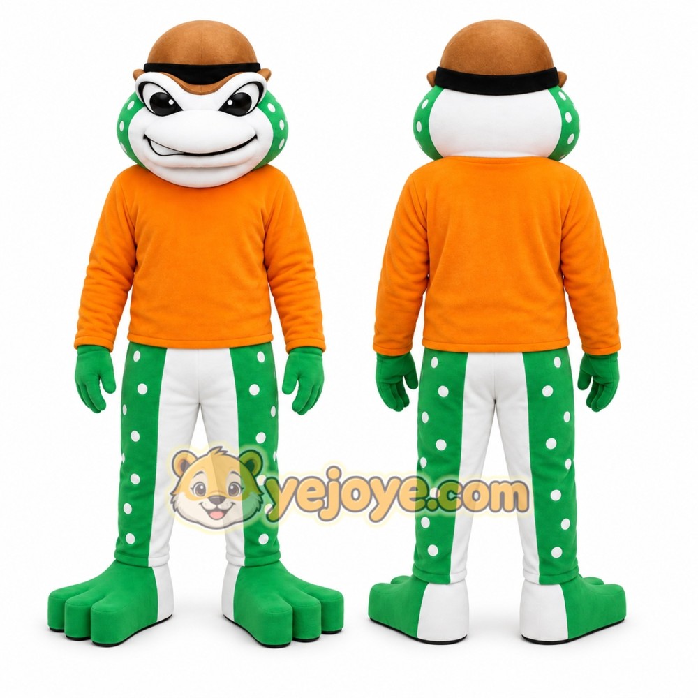Green Frog Mascot Costume with Custom Logo Green Frog Mascot Costume with Custom Logo