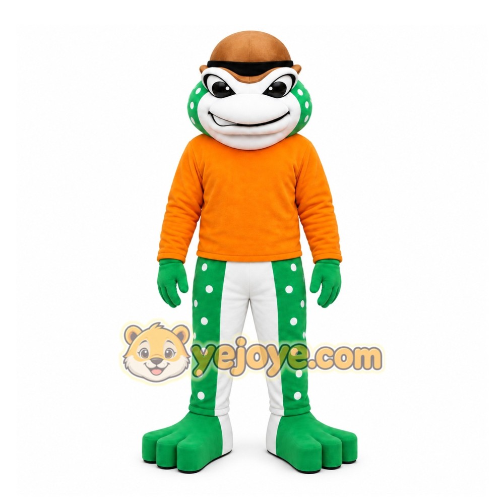Green Frog Mascot Costume with Custom Logo Green Frog Mascot Costume with Custom Logo
