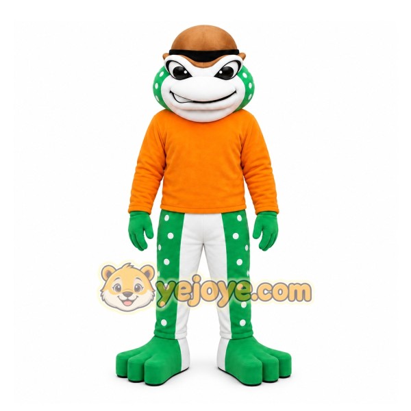 Green Frog Mascot Costume with Custom Logo Green Frog Mascot Costume with Custom Logo