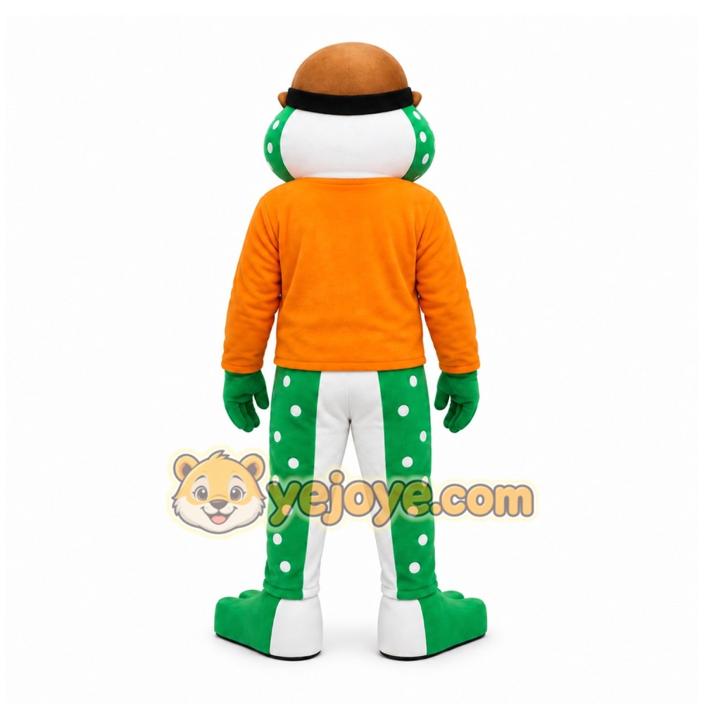 Green Frog Mascot Costume with Custom Logo Green Frog Mascot Costume with Custom Logo