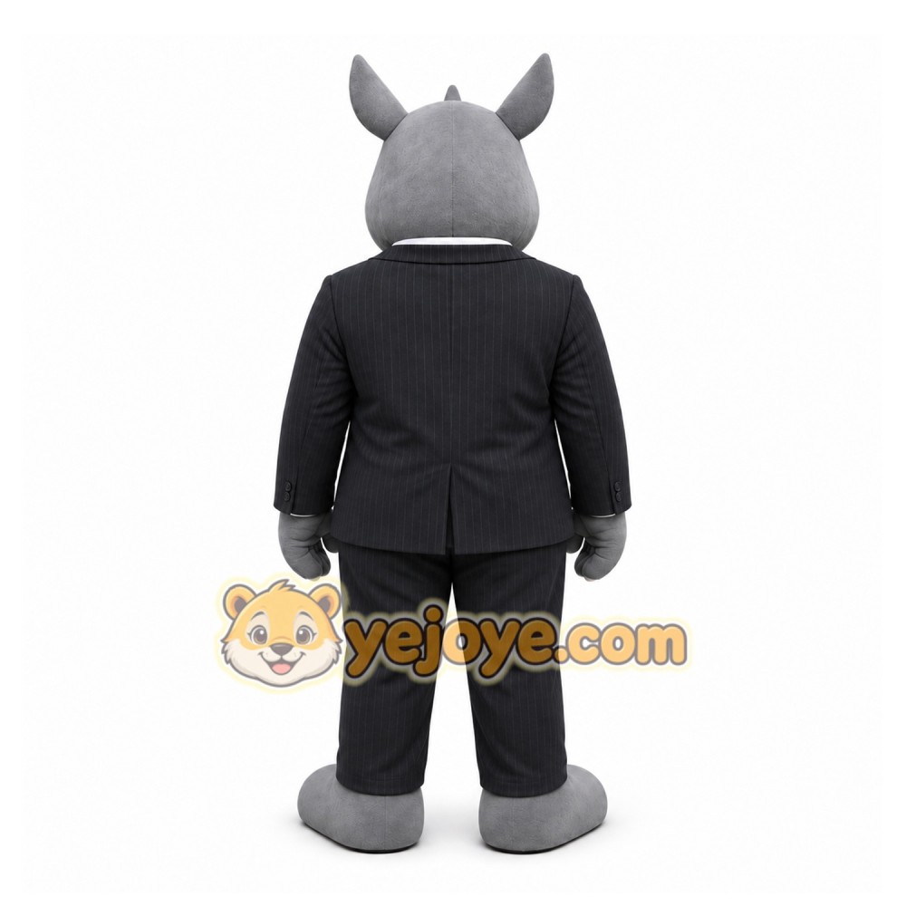 Gray Rhinoceros Mascot Costume with Custom Logo Gray Rhinoceros Mascot Costume with Custom Logo