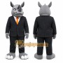 Gray Rhinoceros Mascot Costume with Custom Logo