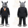Gray Rhinoceros Mascot Costume with Custom Logo