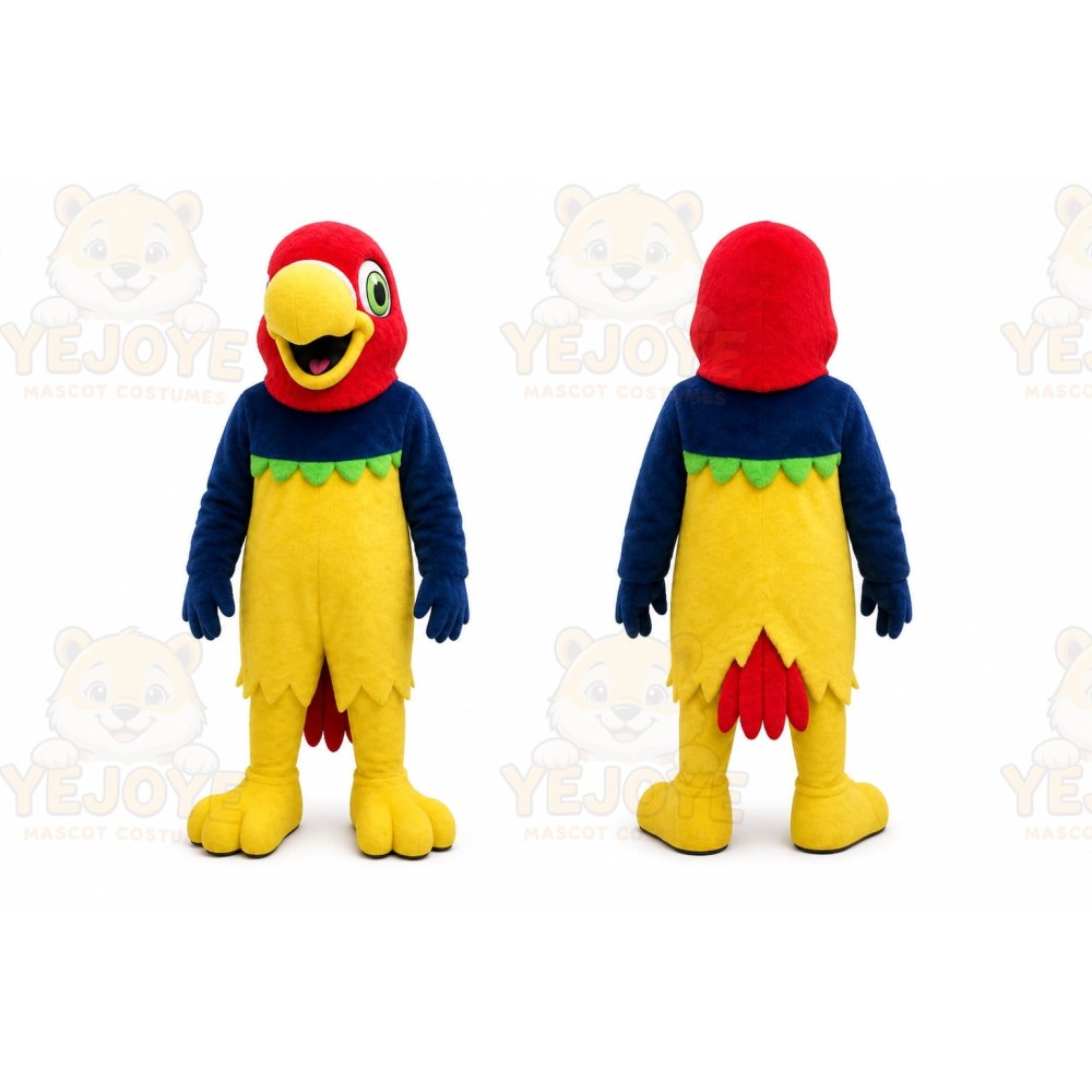 Yellow Parrot Mascot Costume with Custom Logo