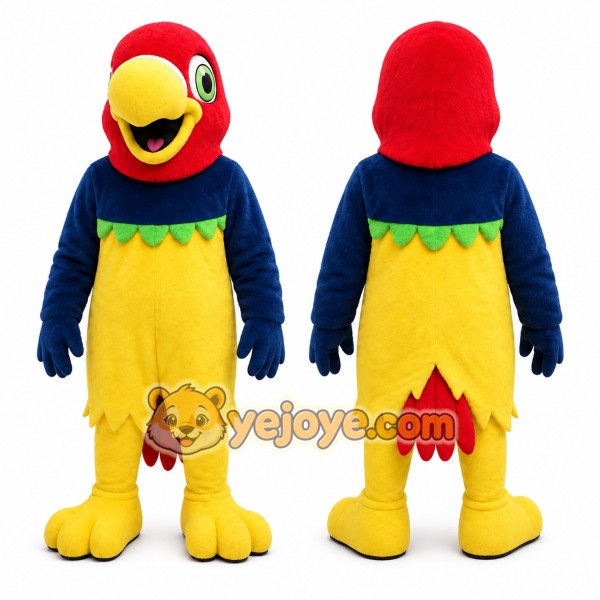 Yellow Parrot Mascot Costume with Custom Logo