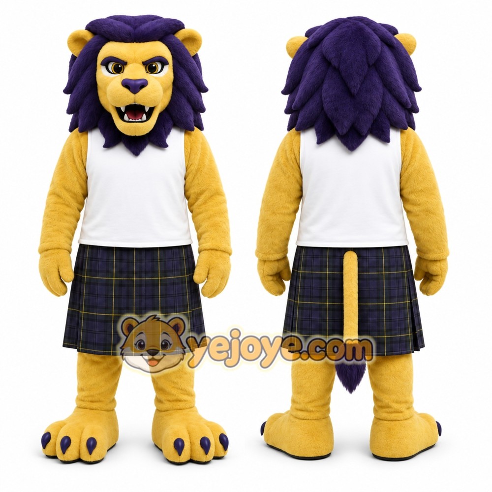 Yellow Lion Mascot Costume with Custom Logo Yellow Lion Mascot Costume with Custom Logo