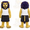 Yellow Lion Mascot Costume with Custom Logo