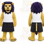 Yellow Lion Mascot Costume with Custom Logo