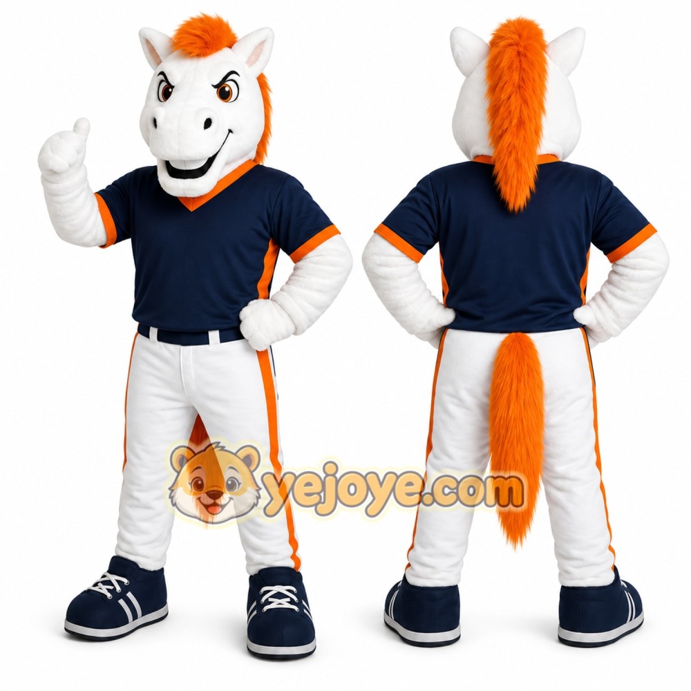 White Horse Mascot Costume with Custom Logo White Horse Mascot Costume with Custom Logo