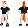 White Horse Mascot Costume with Custom Logo