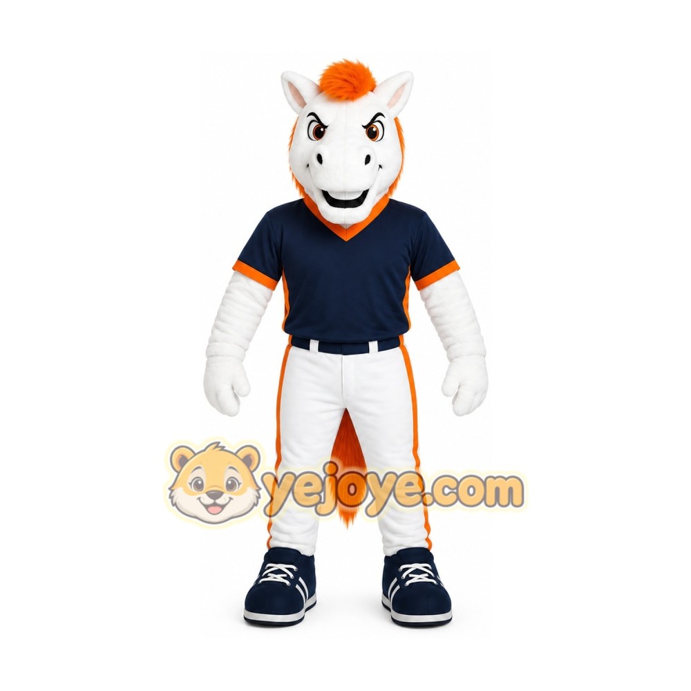 White Horse Mascot Costume with Custom Logo White Horse Mascot Costume with Custom Logo